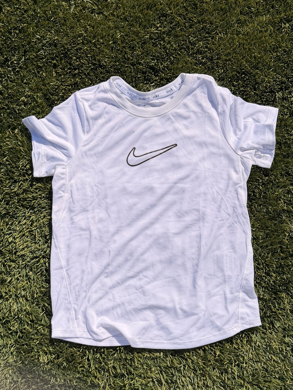 Nike White Short-Sleeve Tee with Black Swoosh
